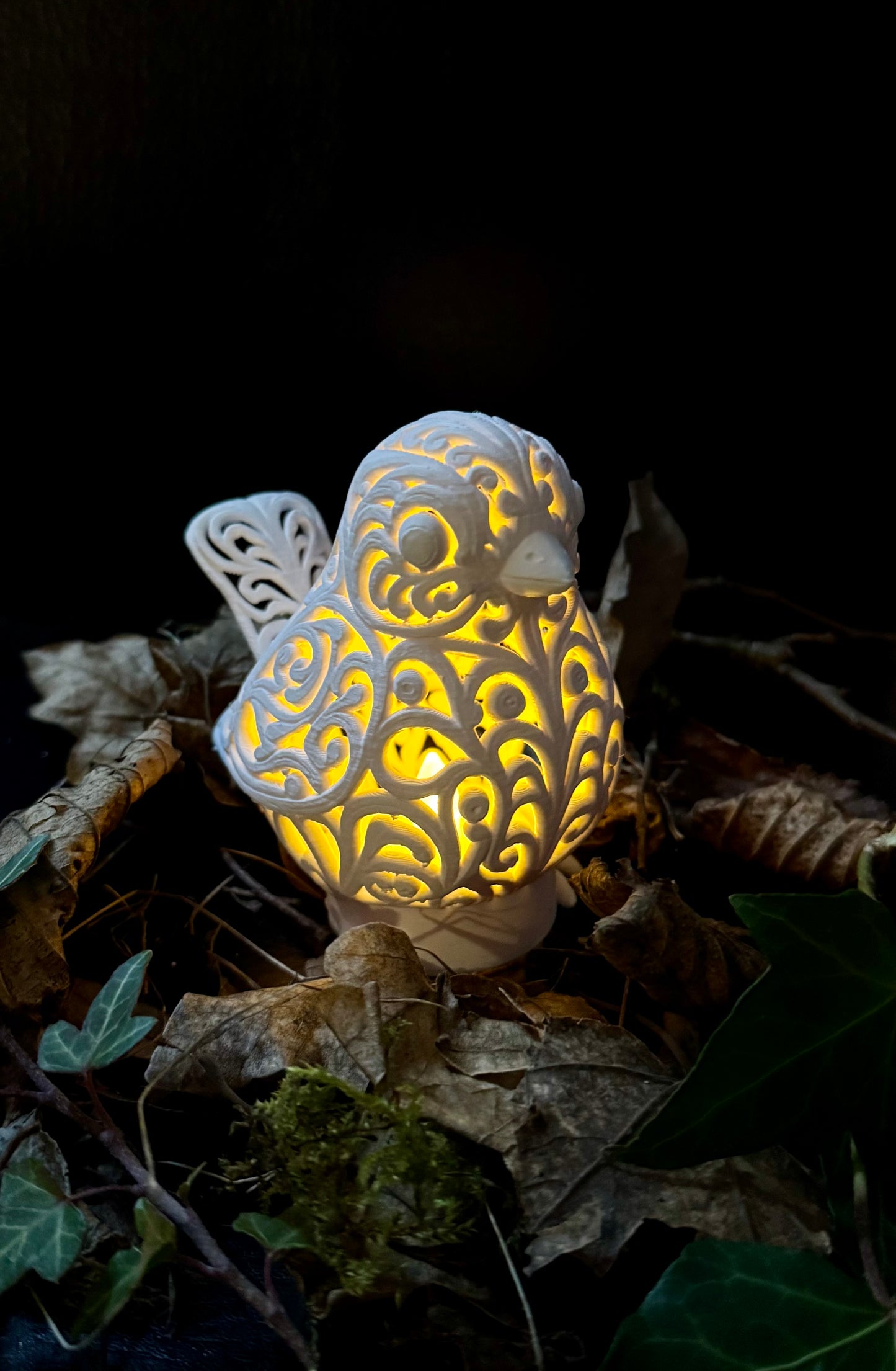 Bird in ornament style for LED tealight