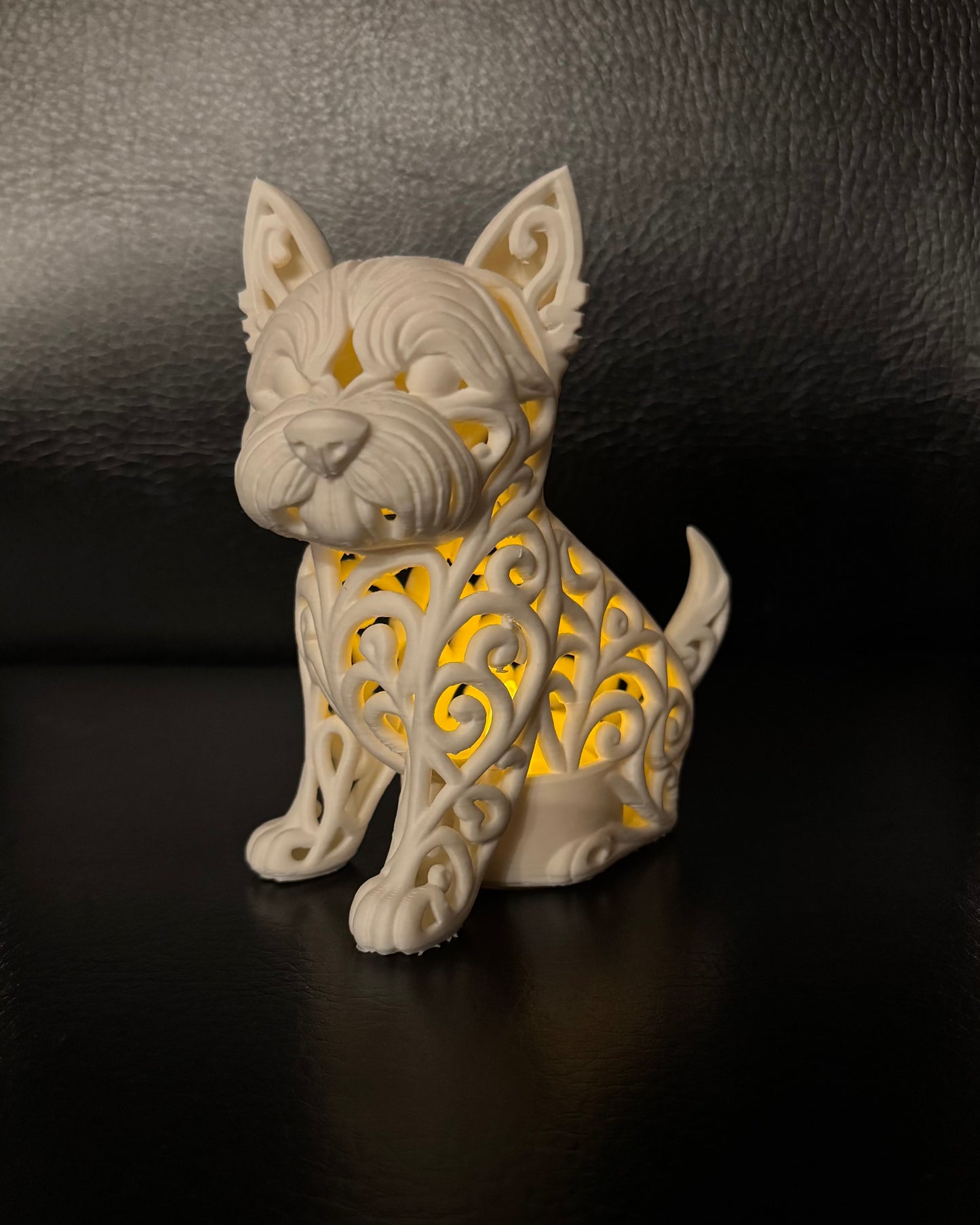 Westie in an Ornamental Style for an LED Tealight
