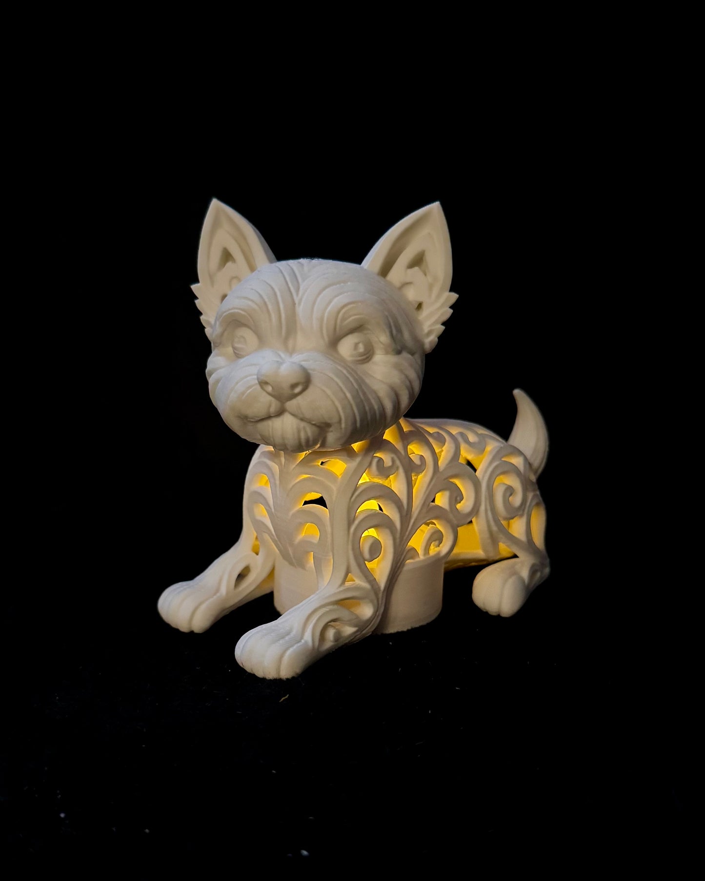 Westie in Ornament-Style for LED Tealight (lying)