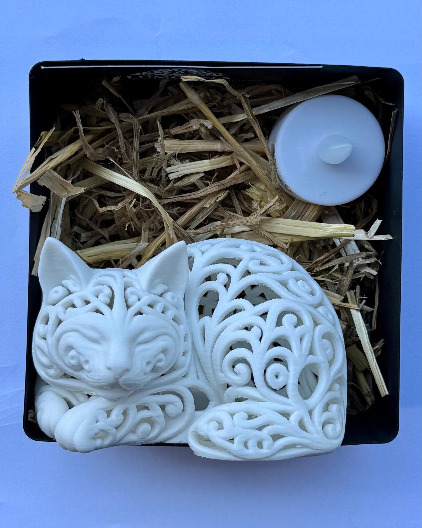 Lichtmoment Die Katze Schlafend Kurzhaar – filigrane Leuchtskulptur von LUMORNA