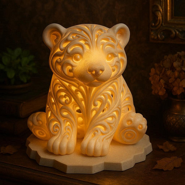 Eisbär auf Eisscholle im Ornament - Stil Teelicht