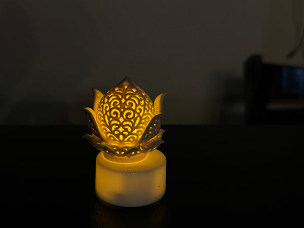 Lotus flower in ornamental style for an LED tea light