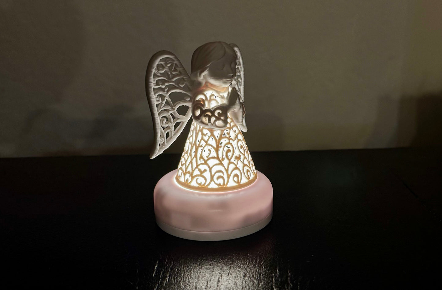 Angel in ornament style for an LED tea light