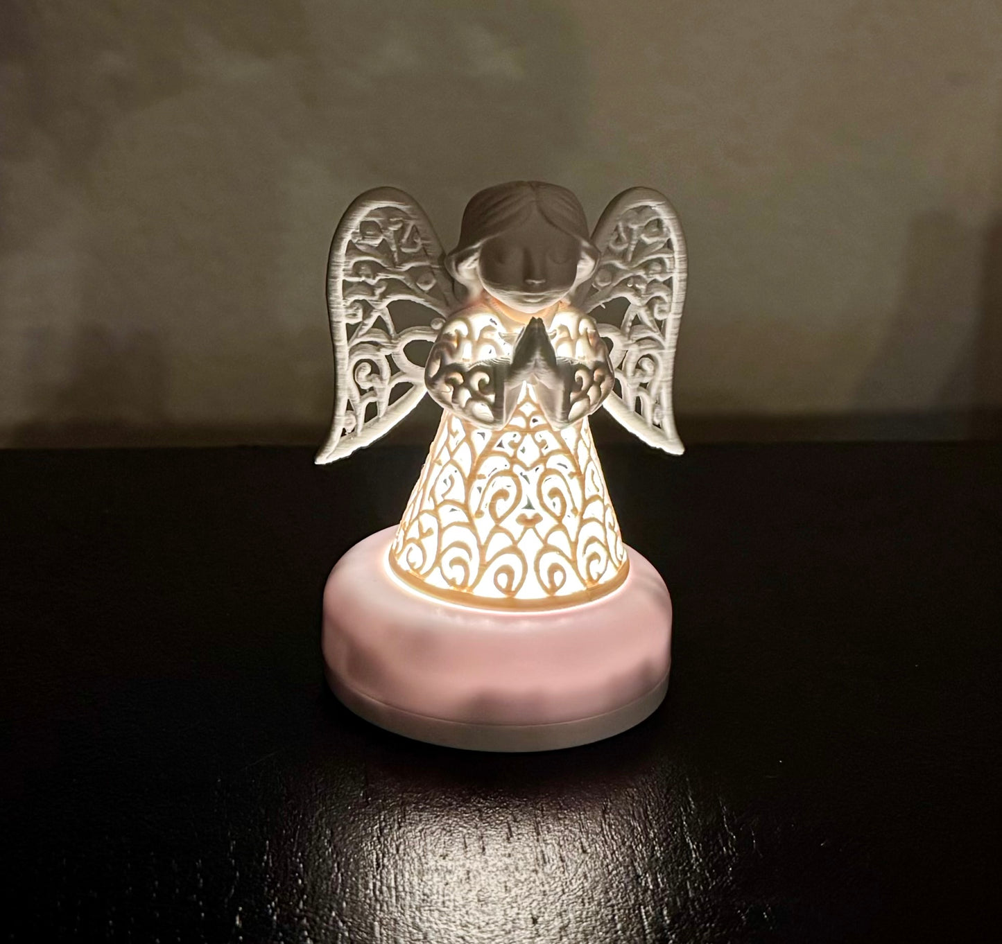 Angel in ornament style for an LED tea light