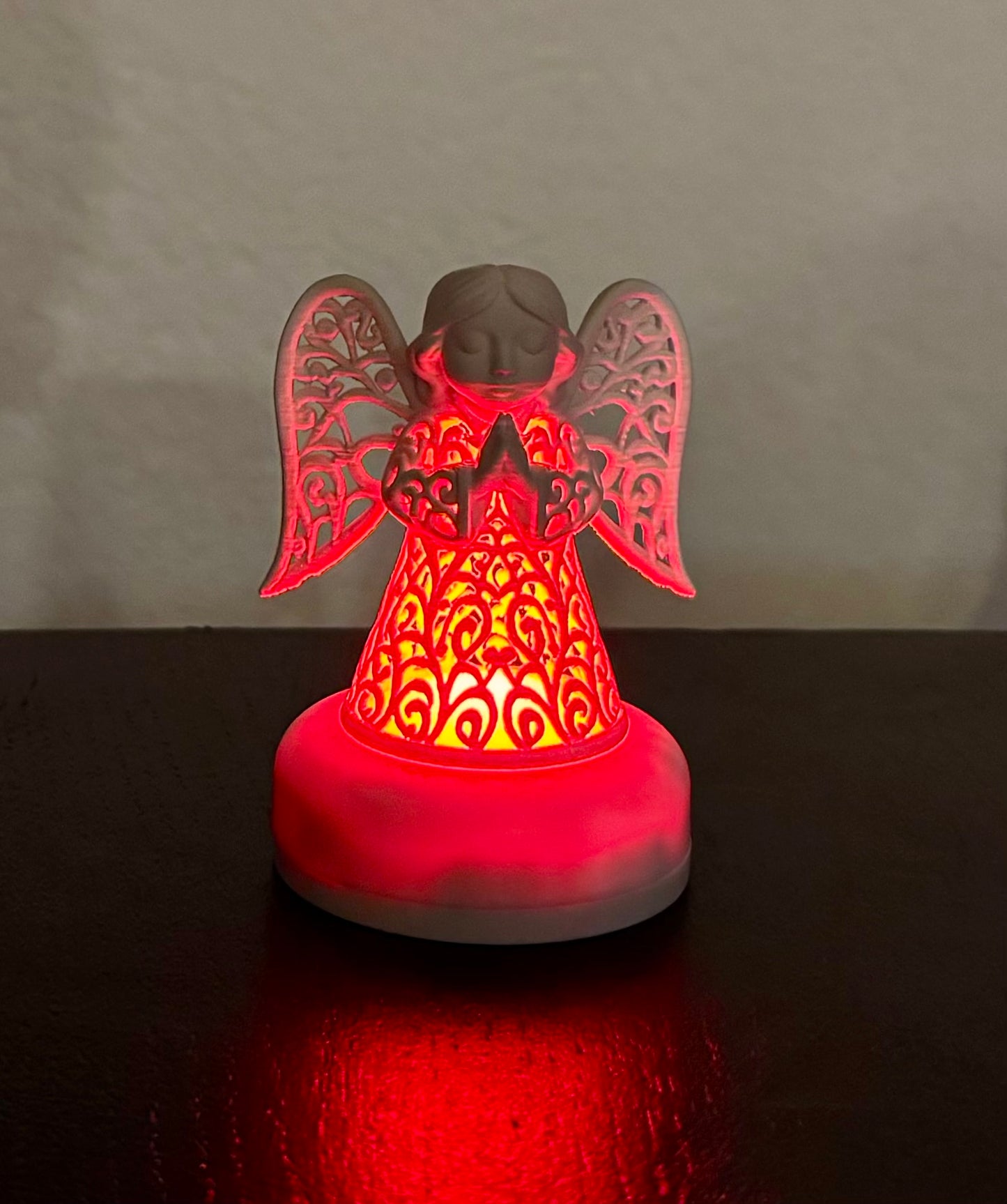 Angel in ornament style for an LED tea light