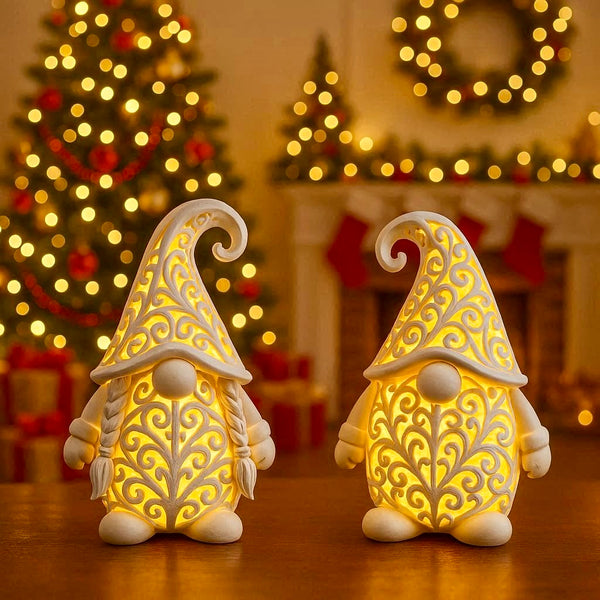 Weihnachtswichtel Paar im Ornament - Stil mit Herz
