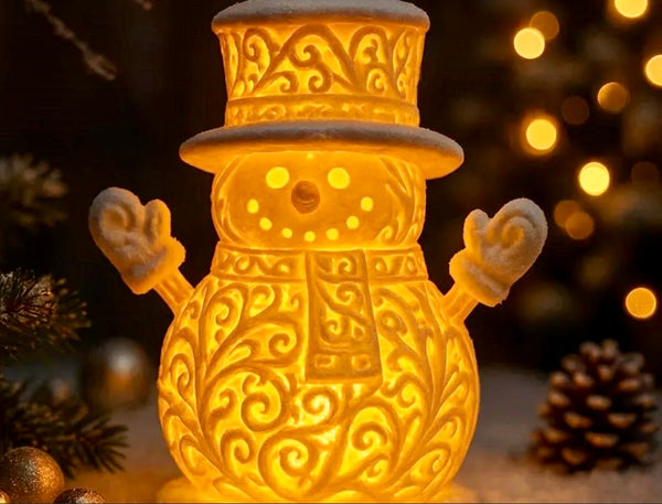 Schneemann im Ornament - Stil für LED-Teelicht