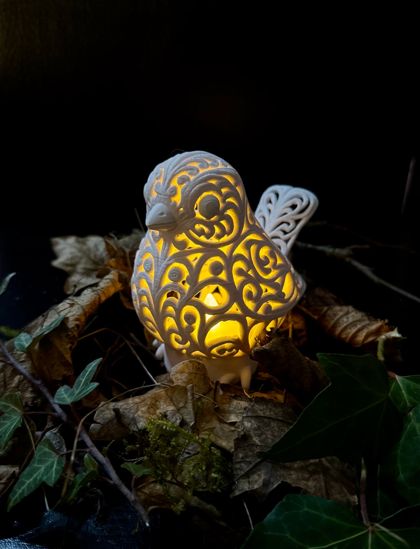 Bird in ornament style for LED tealight