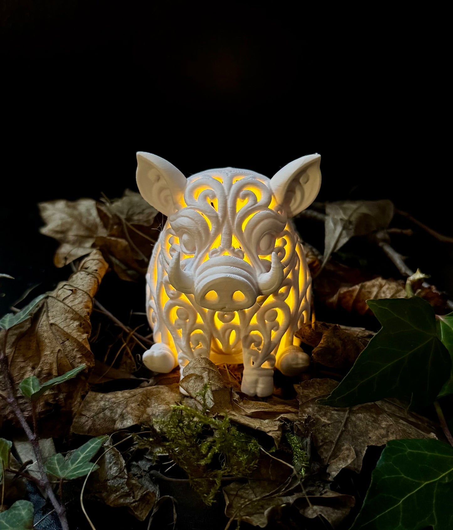 Wildschwein im Ornament - Stil für LED-Teelicht