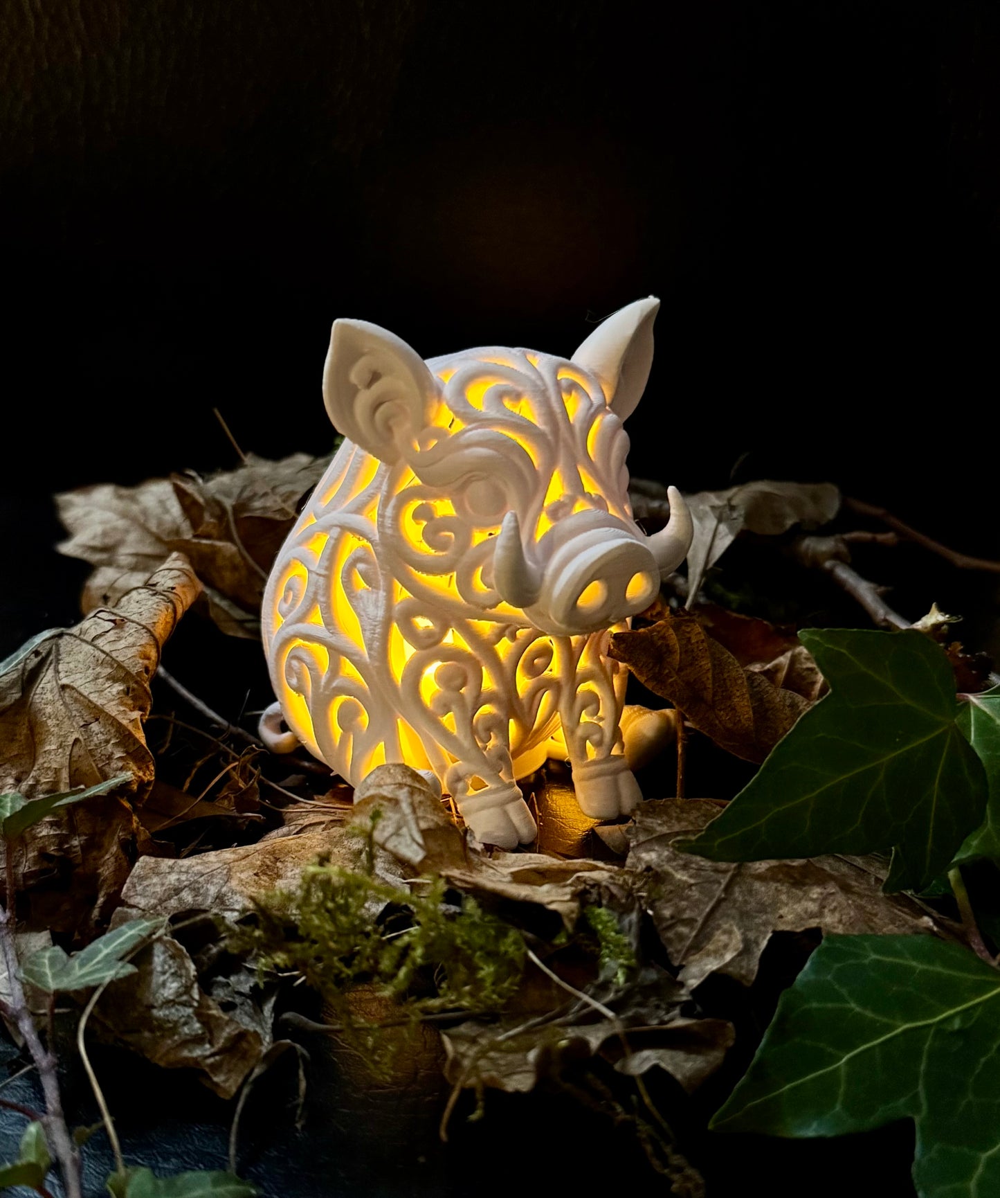 Wildschwein im Ornament - Stil für LED-Teelicht