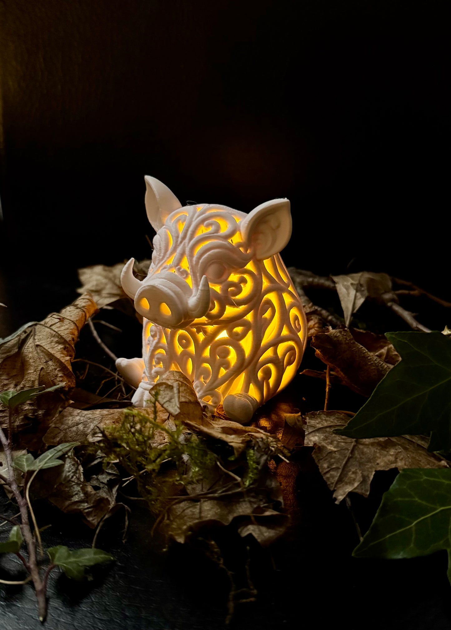 Wildschwein im Ornament - Stil für LED-Teelicht