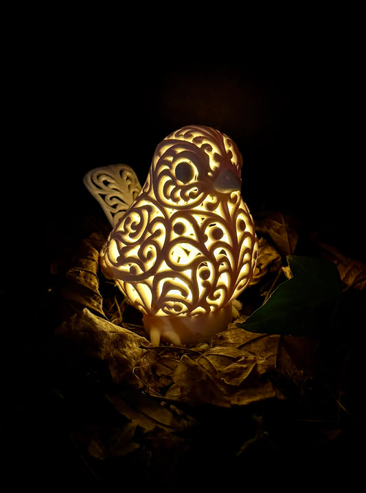 Vogel im Ornament - Stil für LED-Teelicht