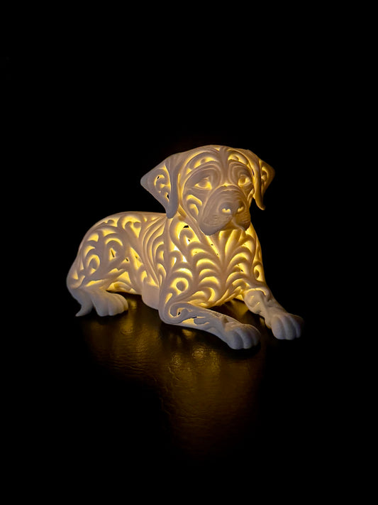 Labrador im Ornament - Stil für LED-Teelicht (liegend)