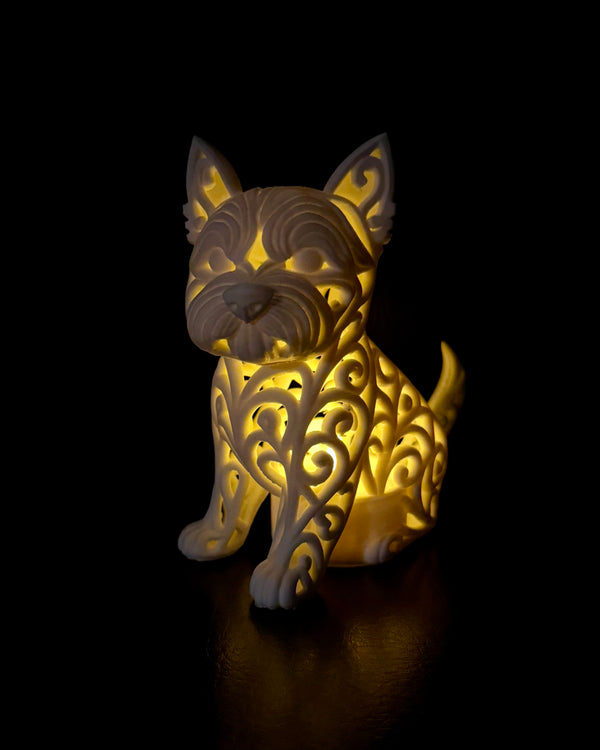 Westie im Ornament - Stil für LED-Teelicht