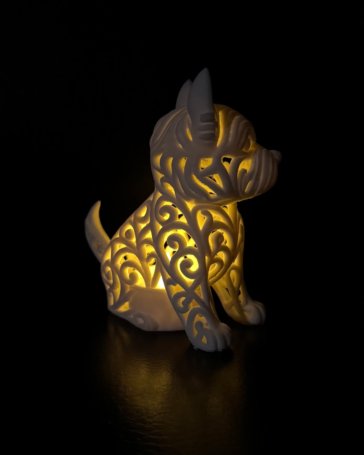 Westie in an Ornamental Style for an LED Tealight