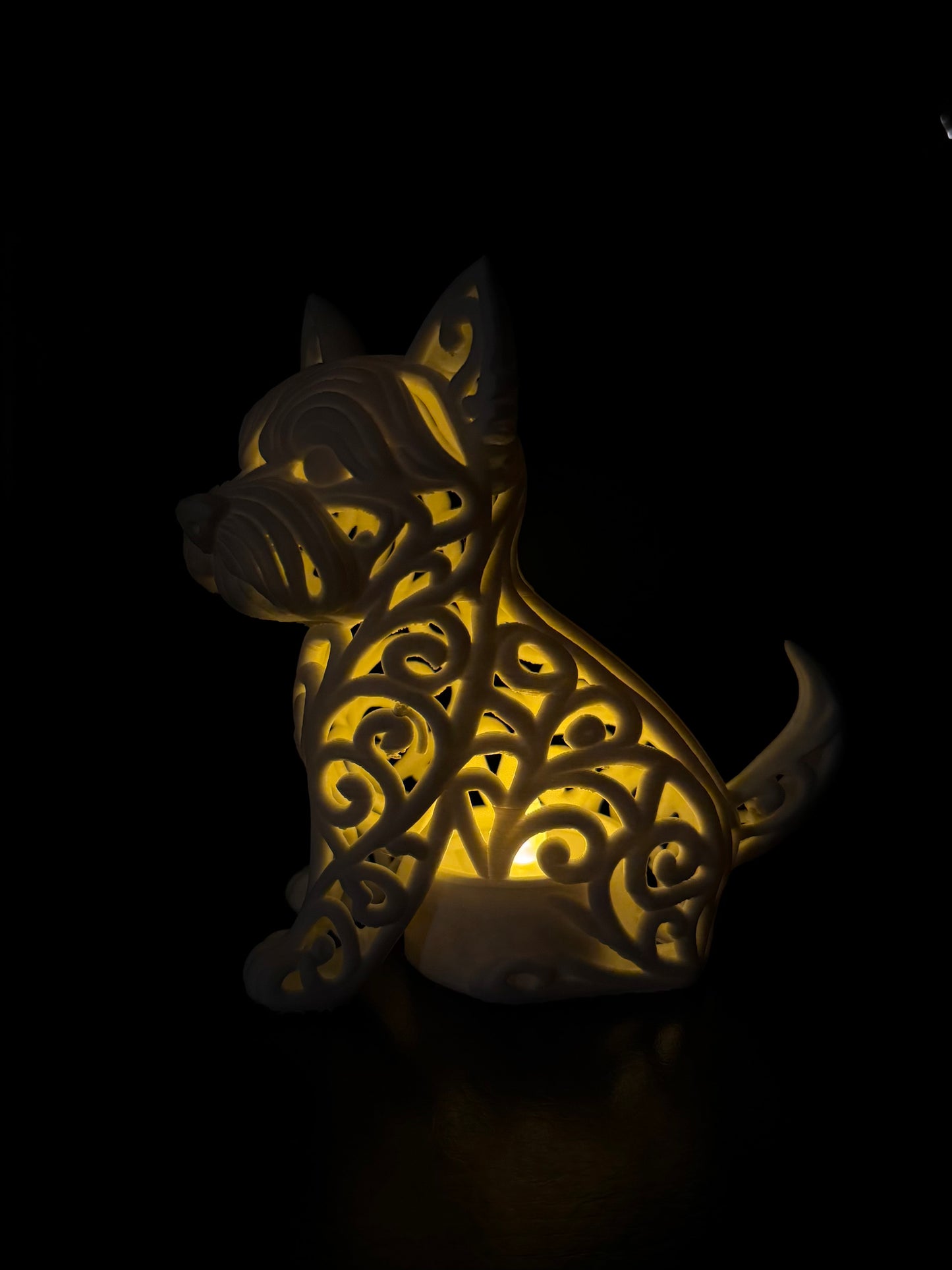 Westie in an Ornamental Style for an LED Tealight