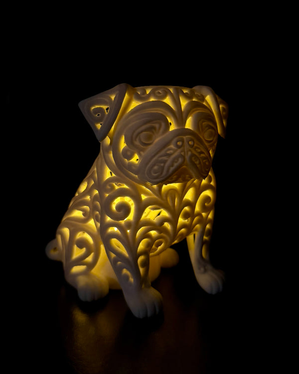 Mops im Ornament - Stil für LED-Teelicht