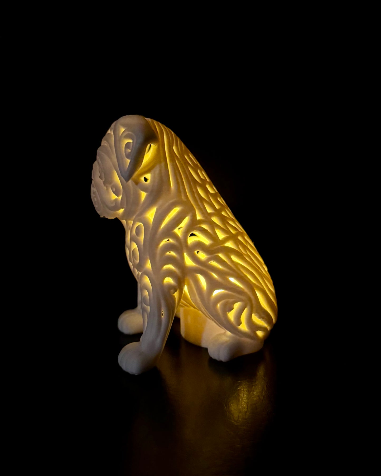 Pug in ornament style for LED tea light