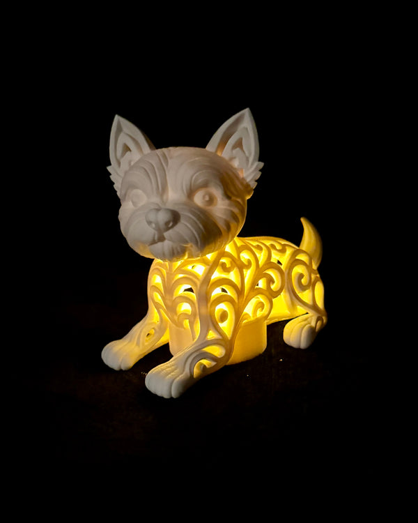 Westie im Ornament - Stil für LED-Teelicht (liegend)