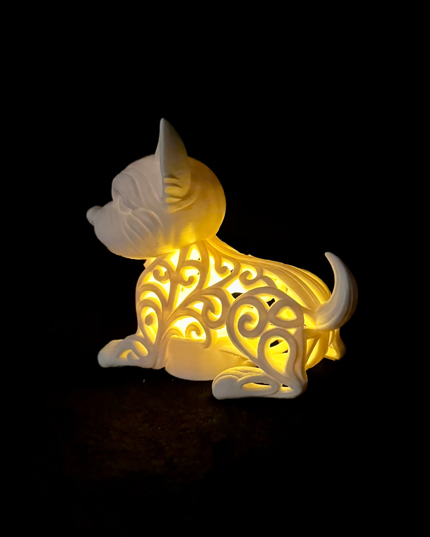 Westie in Ornament-Style for LED Tealight (lying)