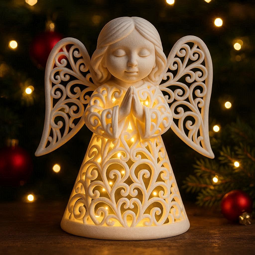 Angel in ornament style for an LED tea light
